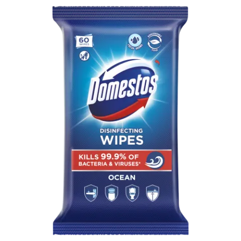 Domestos Ocean Fresh fertőtlenítő törlőkendő 60 db termékhez kapcsolódó kép