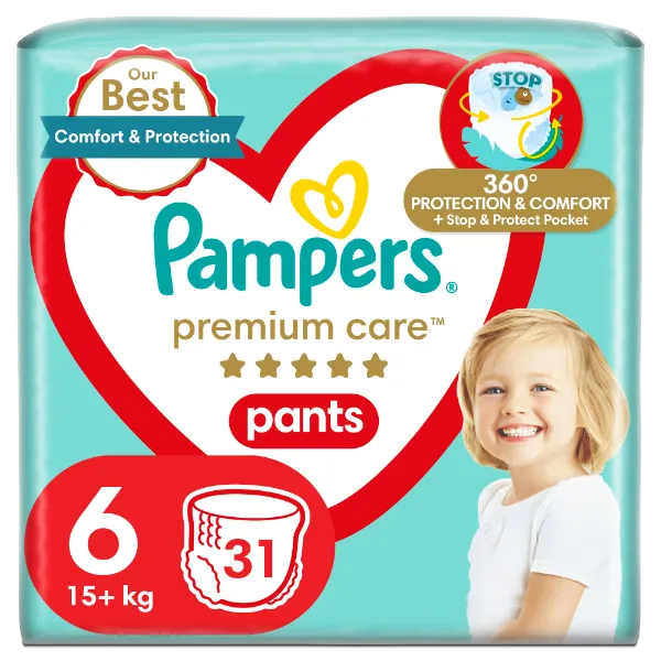 Pampers Premium Care Bugyipelenka, Méret: 6, 31 db Bugyipelenka, 15kg+ termékhez kapcsolódó kép
