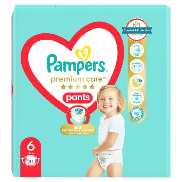 Pampers Premium Care Bugyipelenka, Méret: 6, 31 db Bugyipelenka, 15kg+ termékhez kapcsolódó kép