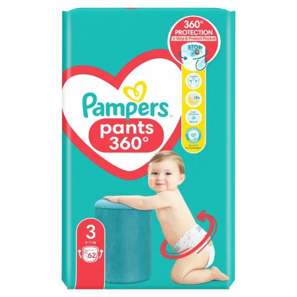 Pampers Pants Bugyipelenka, Méret: 3, 62 db pelenka, 6kg-11kg termékhez kapcsolódó kép