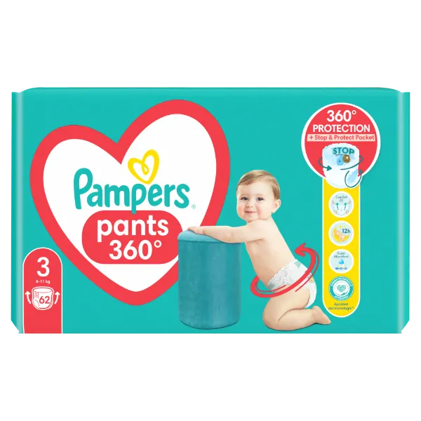 Pampers Pants Bugyipelenka, Méret: 3, 62 db pelenka, 6kg-11kg termékhez kapcsolódó kép