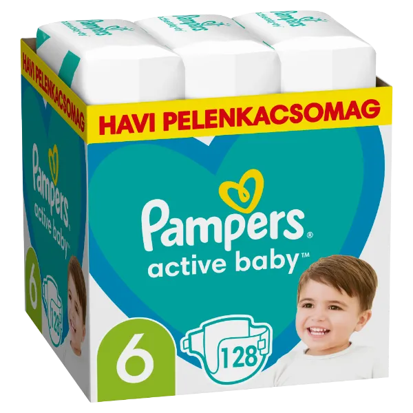 Pampers Active Baby pelenka - havi pelenkacsomag Méret: 6, 128 db Pelenka, 13kg - 18kg termékhez kapcsolódó kép