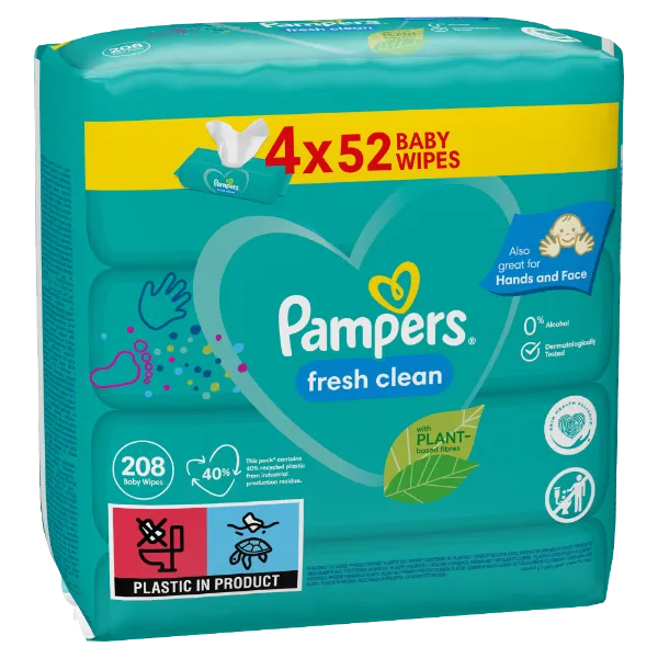 Pampers Fresh Clean Nedves Törlőkendő, 4 Csomag = 208 db termékhez kapcsolódó kép