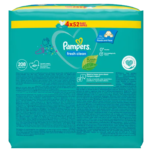 Pampers Fresh Clean Nedves Törlőkendő, 4 Csomag = 208 db termékhez kapcsolódó kép