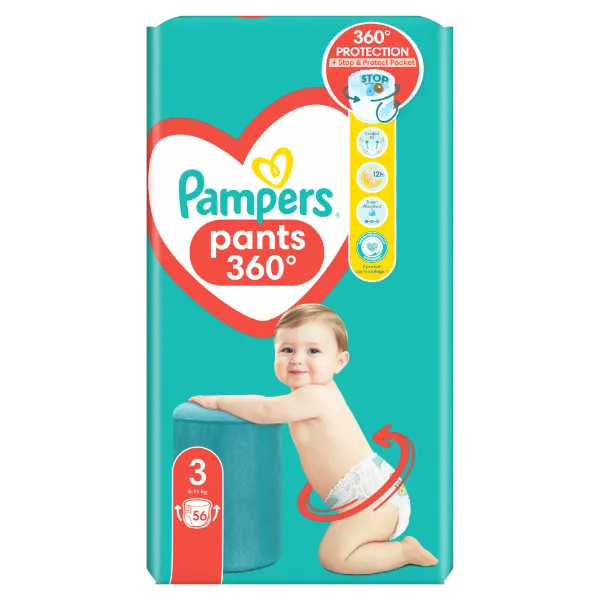Pampers Pants Bugyipelenka, Méret: 3, 56 db pelenka, 6kg-11kg termékhez kapcsolódó kép