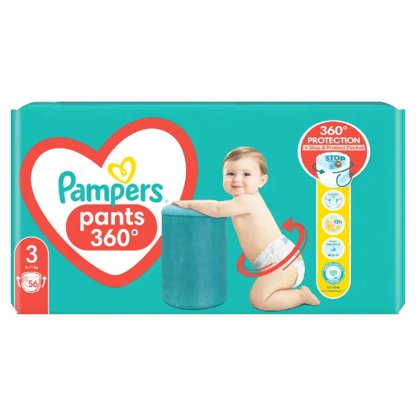 Pampers Pants Bugyipelenka, Méret: 3, 56 db pelenka, 6kg-11kg termékhez kapcsolódó kép