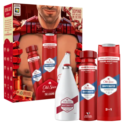 Old Spice Whitewater Ironman ajándékcsomag (deo spray,  tusfürdő és borotválkozás utáni arcszesz) termékhez kapcsolódó kép