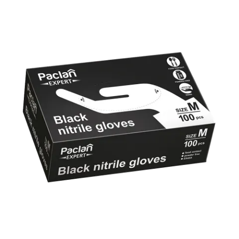 Paclan Expert Fekete Nitril kesztyű 100db - M 90/70my termékhez kapcsolódó kép