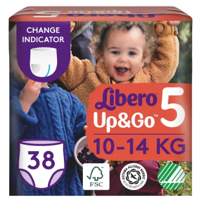 Libero Up&Go egyszerhasználatos bugyipelenka, méret: 5, 10-14 kg, 38 db termékhez kapcsolódó kép