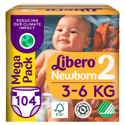 Libero Newborn egyszerhasználatos pelenkanadrág, méret: 2, 3-6 kg, 104 db termékhez kapcsolódó kép