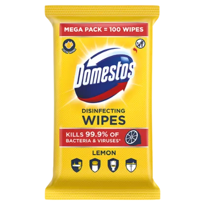 Domestos Lemon Fresh fertőtlenítő törlőkendő 100 db termékhez kapcsolódó kép