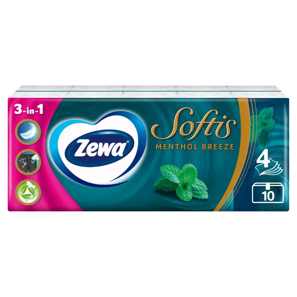 Zewa Softis Menthol Breeze illatosított papír zsebkendő 4 rétegű 10 x 9 db termékhez kapcsolódó kép