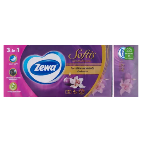 Zewa Softis Aromathera illatosított papír zsebkendő 4 rétegű 10 x 9 db termékhez kapcsolódó kép