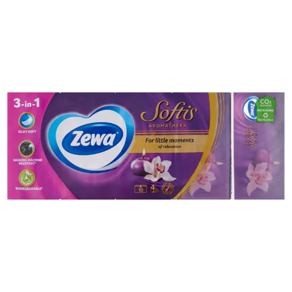 Zewa Softis Aromathera illatosított papír zsebkendő 4 rétegű 10 x 9 db termékhez kapcsolódó kép