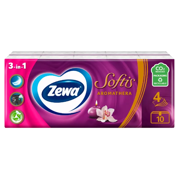 Zewa Softis Aromathera illatosított papír zsebkendő 4 rétegű 10 x 9 db termékhez kapcsolódó kép