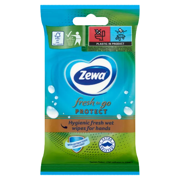 Zewa Fresh To Go Protect higiénikus nedves kéztisztító kendő 10 db termékhez kapcsolódó kép
