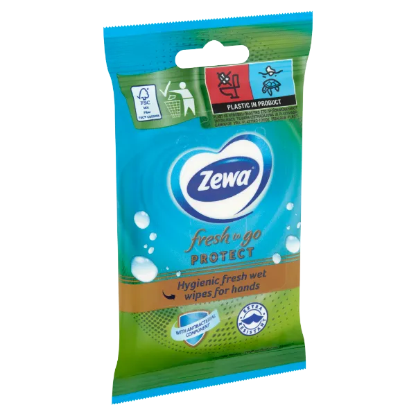 Zewa Fresh To Go Protect higiénikus nedves kéztisztító kendő 10 db termékhez kapcsolódó kép