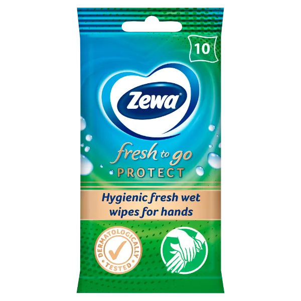 Zewa Fresh To Go Protect higiénikus nedves kéztisztító kendő 10 db termékhez kapcsolódó kép