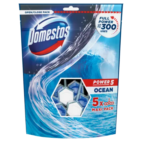 DOMESTOS Power5 WC frissítő blokk Ocean 5 x 55 g termékhez kapcsolódó kép
