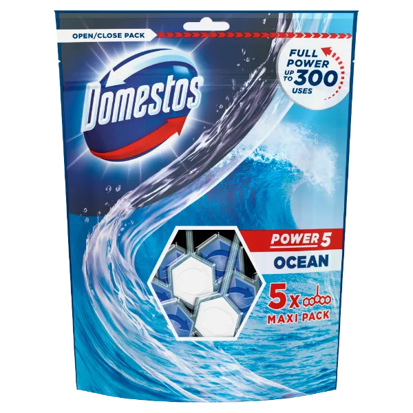 DOMESTOS Power5 WC frissítő blokk Ocean 5 x 55 g termékhez kapcsolódó kép