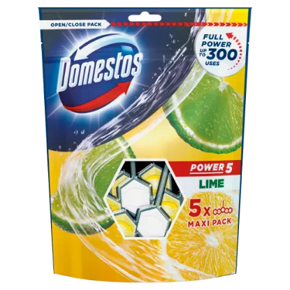 DOMESTOS Power5 WC frissítő blokk Lime 5 x 55 g termékhez kapcsolódó kép
