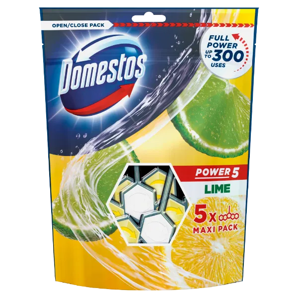 DOMESTOS Power5 WC frissítő blokk Lime 5 x 55 g termékhez kapcsolódó kép