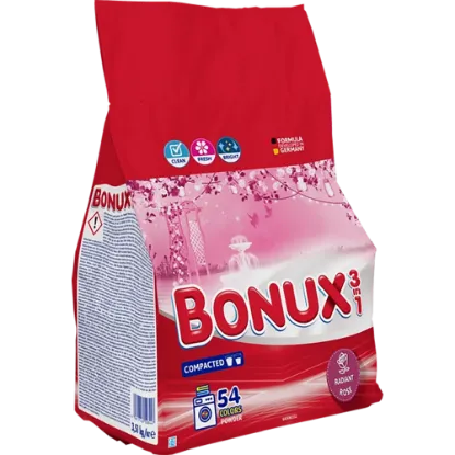 BONUX mosópor Radiant Rose színes ruhákhoz 54 mosás 3,51 kg termékhez kapcsolódó kép