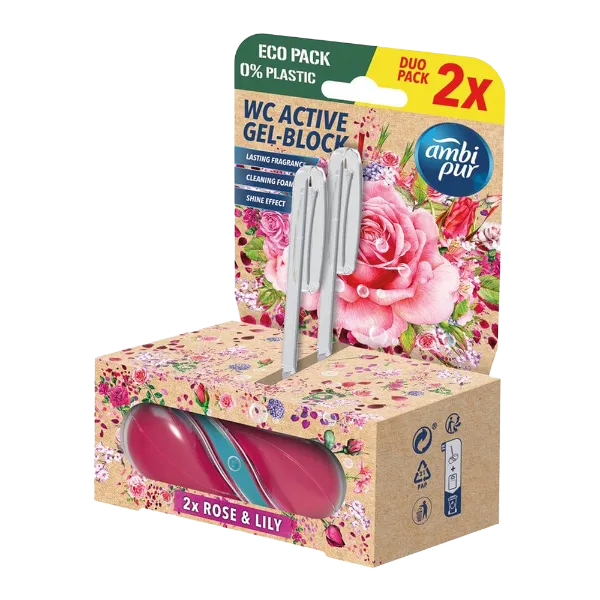 Ambipur aktív wc gél blokk 2x45g rose & lily termékhez kapcsolódó kép