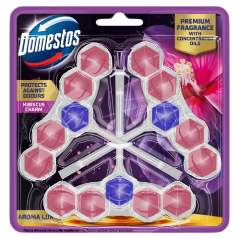 Domestos Aroma Lux Hibiscus Charm WC frissítő blokk 3 x 50 g termékhez kapcsolódó kép