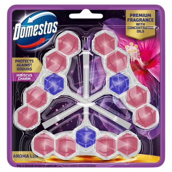 Domestos Aroma Lux Hibiscus Charm WC frissítő blokk 3 x 50 g termékhez kapcsolódó kép