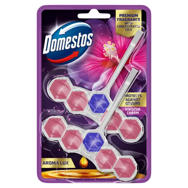 Domestos Aroma Lux Hibiscus Charm WC frissítő blokk 2 x 50 g termékhez kapcsolódó kép