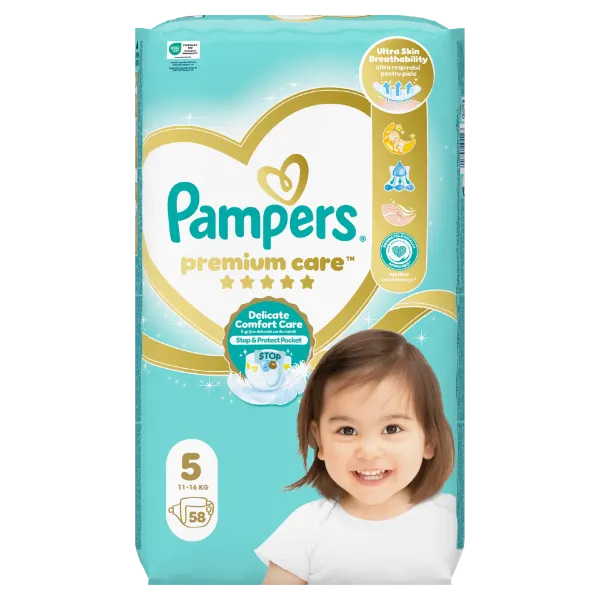 Pampers Premium Care Pelenka, 5 Méret, 58 db, 11kg-16kg termékhez kapcsolódó kép