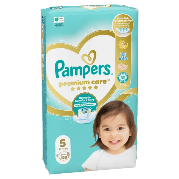 Pampers Premium Care Pelenka, 5 Méret, 58 db, 11kg-16kg termékhez kapcsolódó kép
