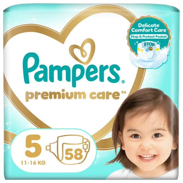 Pampers Premium Care Pelenka, 5 Méret, 58 db, 11kg-16kg termékhez kapcsolódó kép