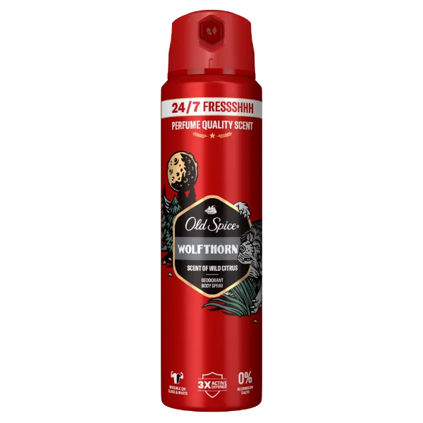 Old Spice Wolfthorn Deo Spray Férfiaknak, 150 ml, 48 Órás Frissesség, 0% Alumíniumsó termékhez kapcsolódó kép