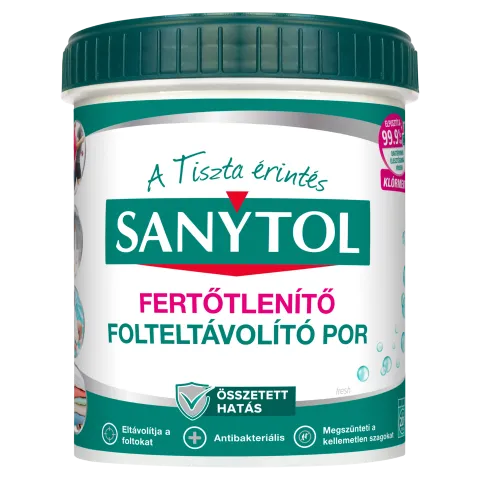 Sanytol fertőtlenítő folteltávolító por színes és fehér ruhákhoz 450 g termékhez kapcsolódó kép