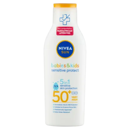 NIVEA SUN Babies & Kids Sensitive Protect gyermek naptej FF50+ 200 ml termékhez kapcsolódó kép