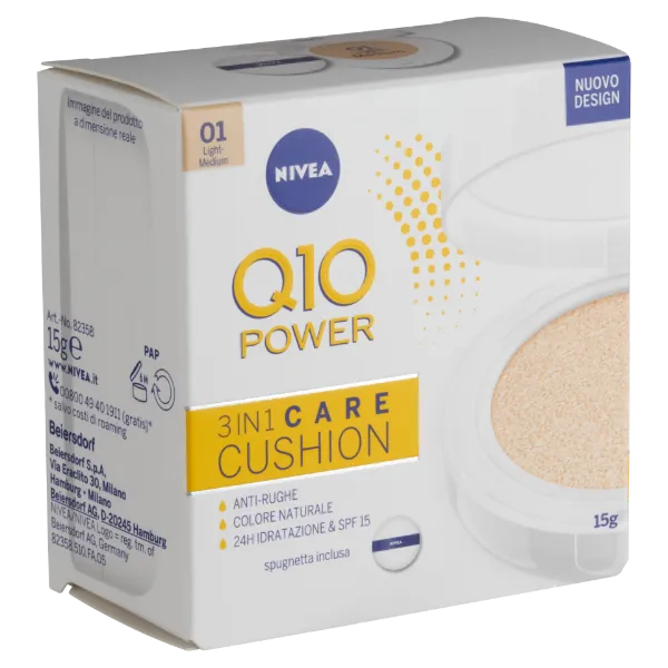 NIVEA Q10 Power Cushion 01 Light Medium 3 az 1-ben alapozó SPF 15 15 g termékhez kapcsolódó kép