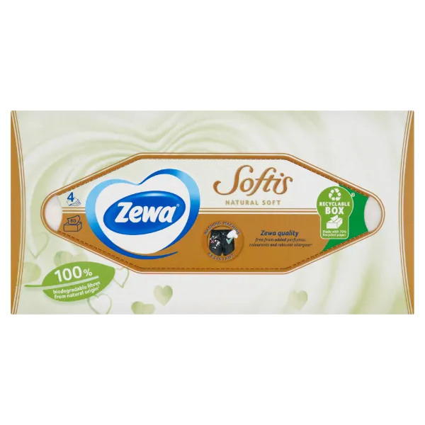Zewa Softis Natural Soft dobozos papír zsebkendő 4 rétegű 80 db termékhez kapcsolódó kép