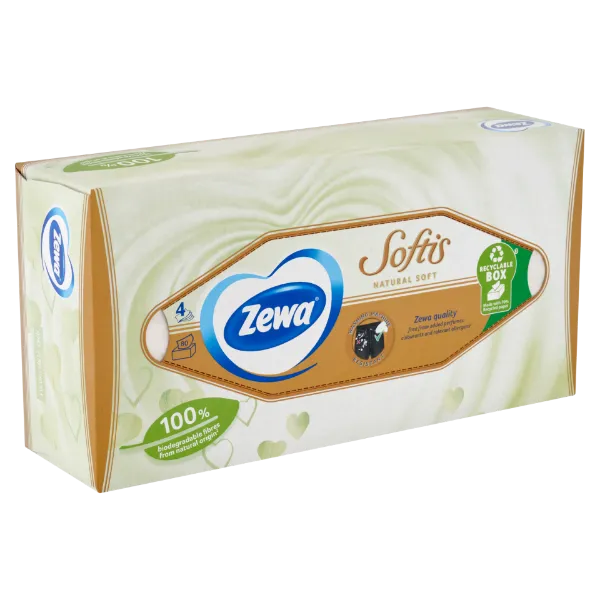 Zewa Softis Natural Soft dobozos papír zsebkendő 4 rétegű 80 db termékhez kapcsolódó kép