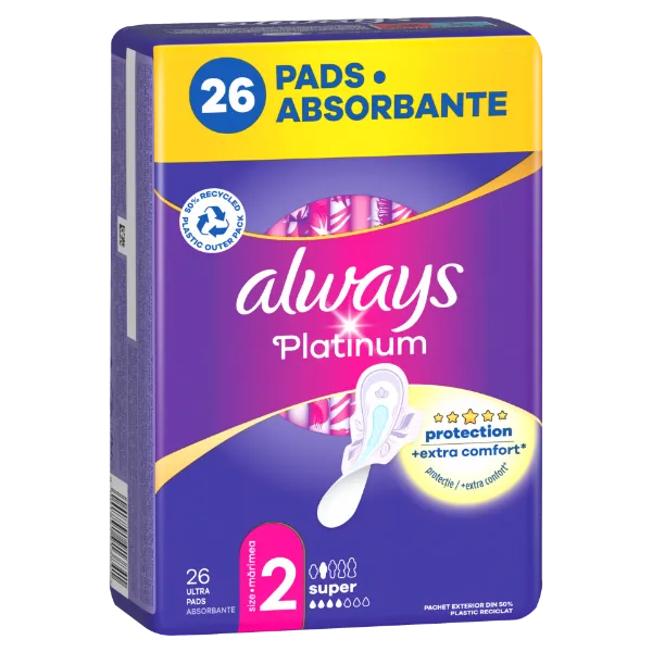 Always Platinum Super Szárnyas Egészségügyi Betét, 26 db termékhez kapcsolódó kép