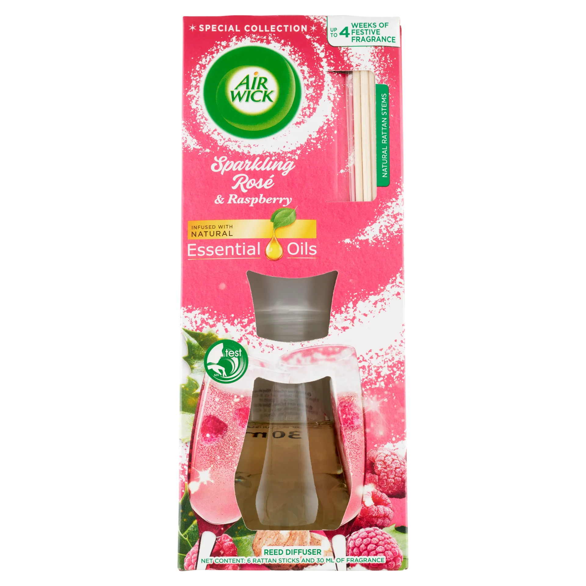 Air Wick pálcikás illatosító, Rozé Pezsgő és Málna illat, 30ml