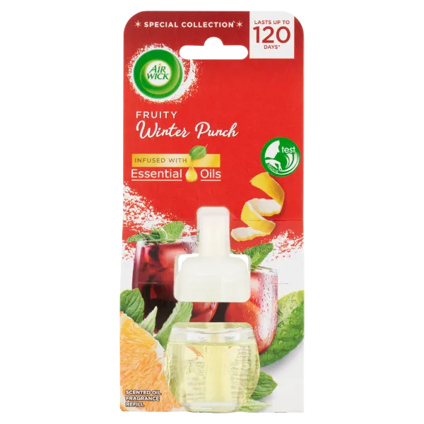 Air  Wick  elektromos légfrissítő utántöltő, Gyümölcsös Téli Puncs illat, 19ml termékhez kapcsolódó kép
