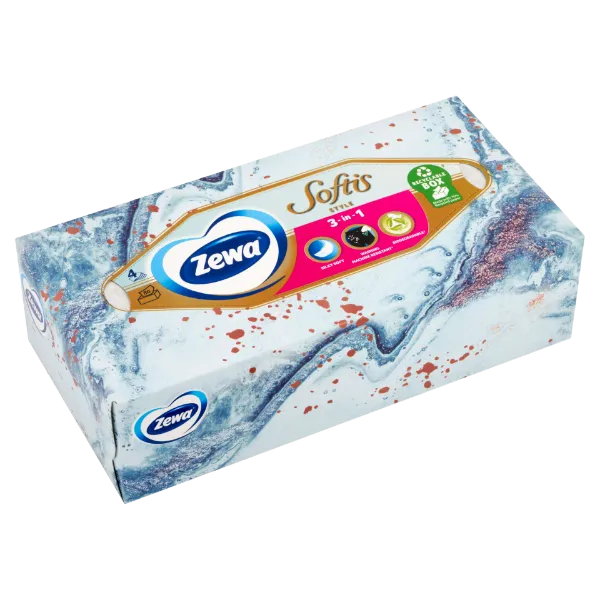 Zewa Softis Style illatmentes dobozos papír zsebkendő 4 rétegű 80 db termékhez kapcsolódó kép