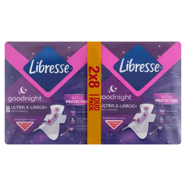 Libresse Ultra+ X-Large Goodnight egészségügyi betét, éjszakai használatra 16 db termékhez kapcsolódó kép