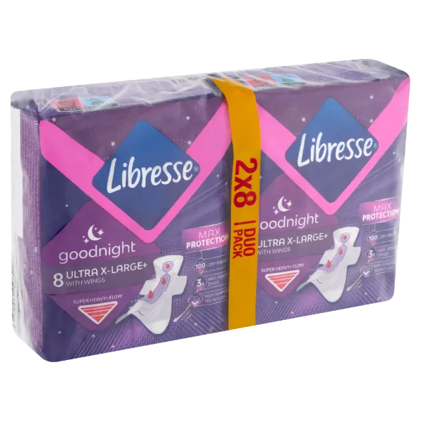 Libresse Ultra+ X-Large Goodnight egészségügyi betét, éjszakai használatra 16 db termékhez kapcsolódó kép