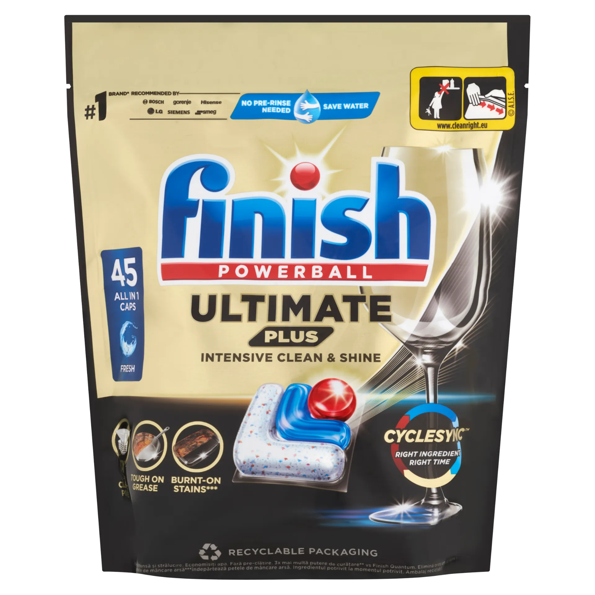 Finish Powerball Ultimate Plus All in 1 mosogatógép kapszula 45 db 549 g