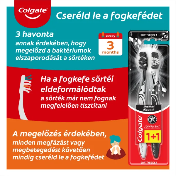 Colgate Max White Charcoal lágy fogkefe 2 db termékhez kapcsolódó kép
