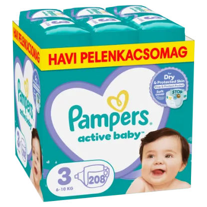 Pampers Active Baby pelenka - havi pelenkacsomag, Méret: 3, 208 db Pelenka, 6kg - 10kg termékhez kapcsolódó kép