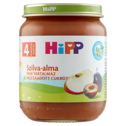 HiPP BIO szilva-alma gyümölcskészítmény bébidesszert 4 hónapos kortól 125 g termékhez kapcsolódó kép